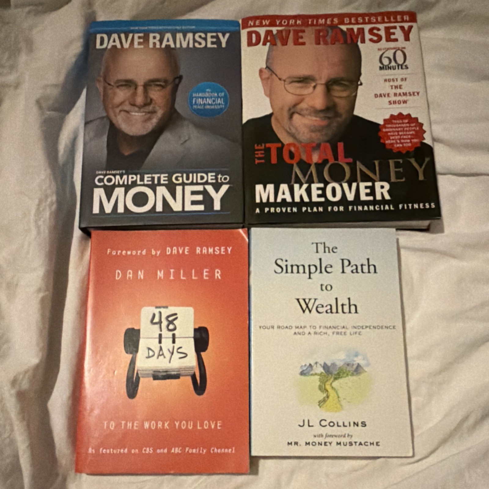 Lot of 4 Personal Finance Books Dave Ramsey, JL Collins, Dan Miller Paperback
