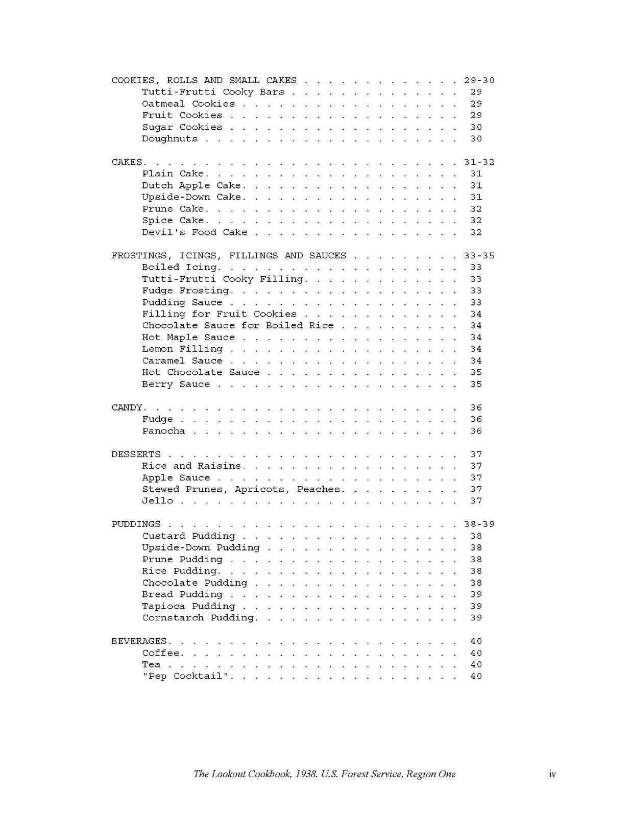 1938 Lookout Cookbook U.S Forest Service 49 Pages