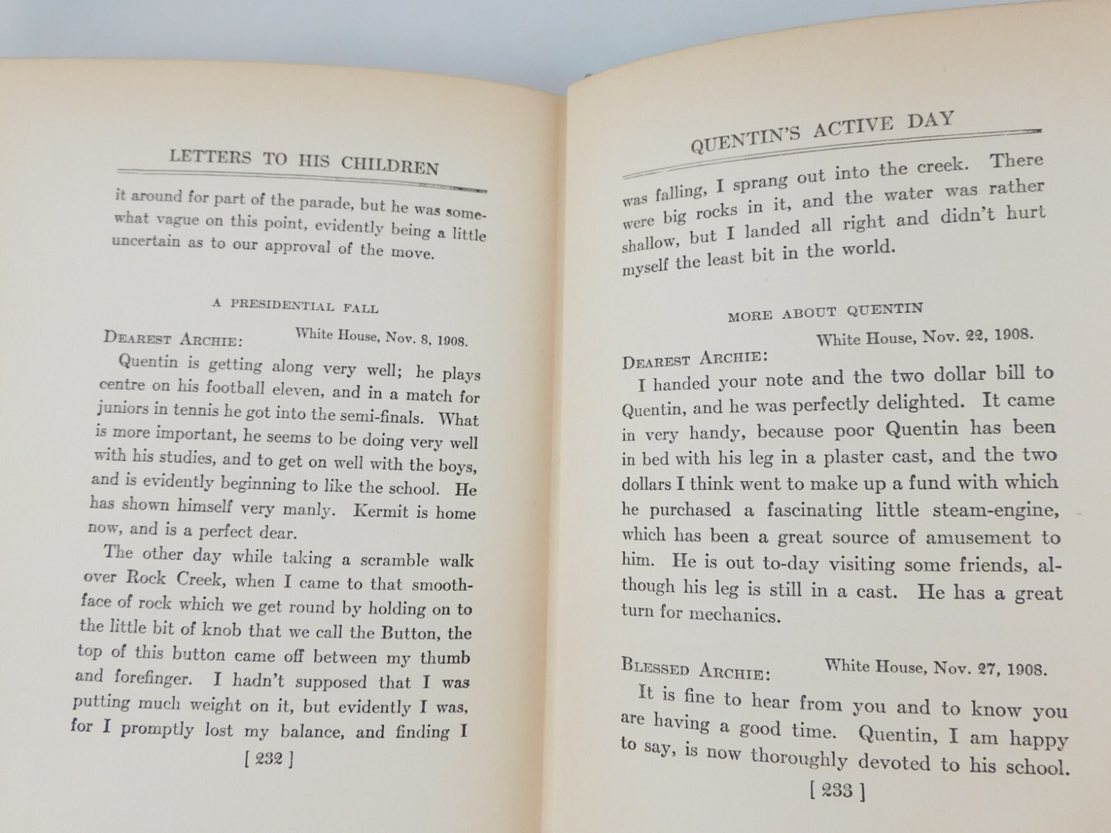 Theodore Roosevelt Letters To His Children 1919 Hardcover 240 Pages Scribner