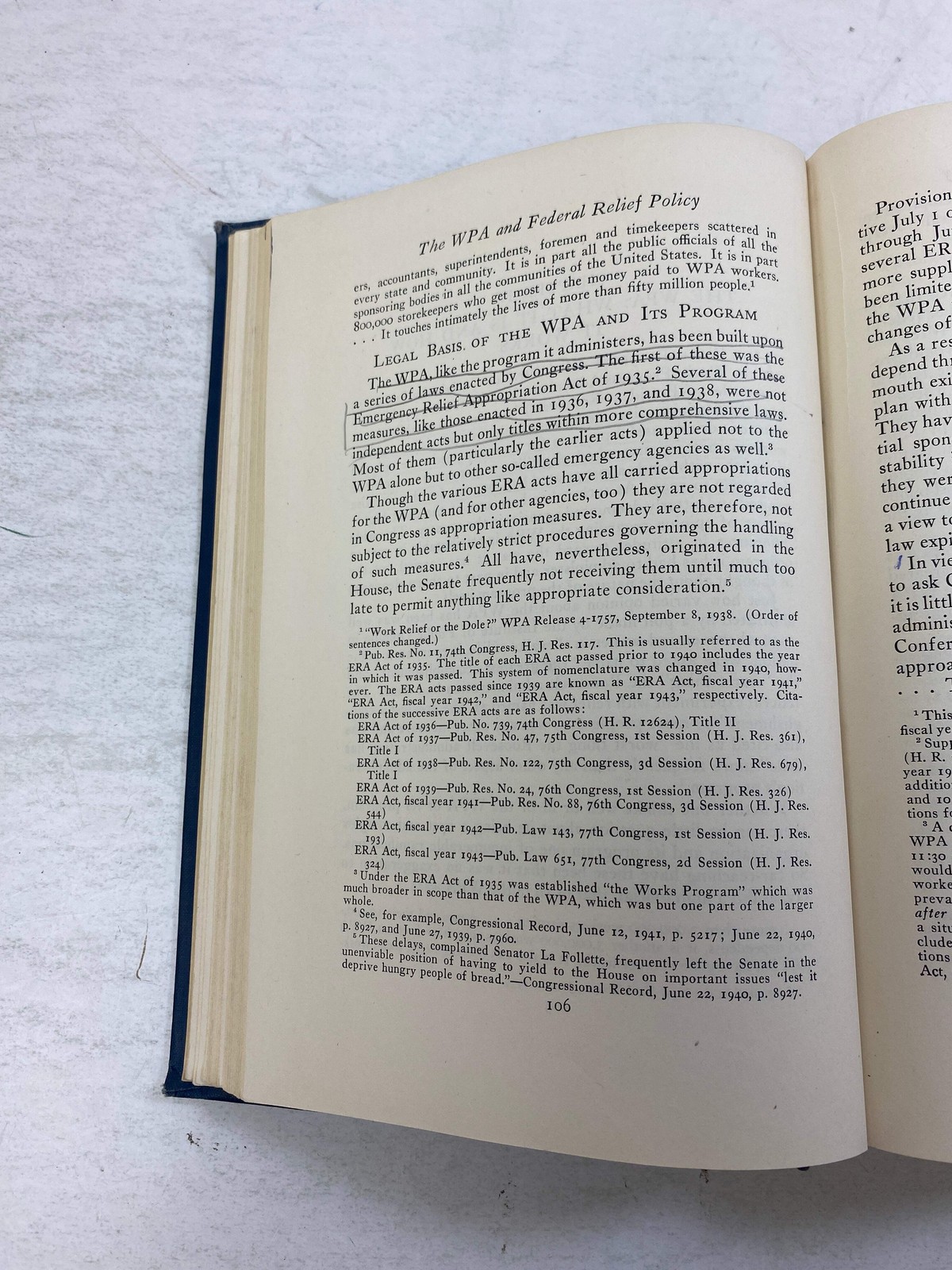 The WPA and Federal Relief Policy by Howard Ex-library 1943 HC