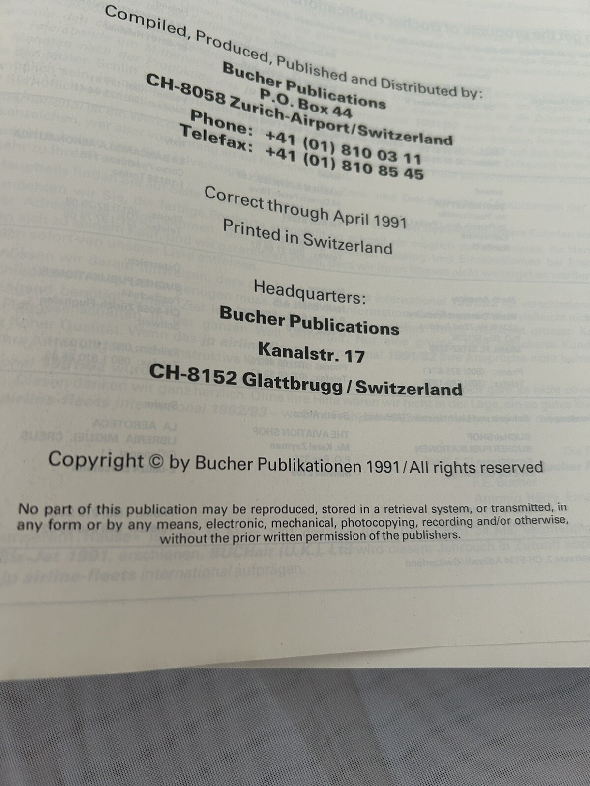 JP Airline Fleets International 91, U. Klee, Bucher Publ., illustrated