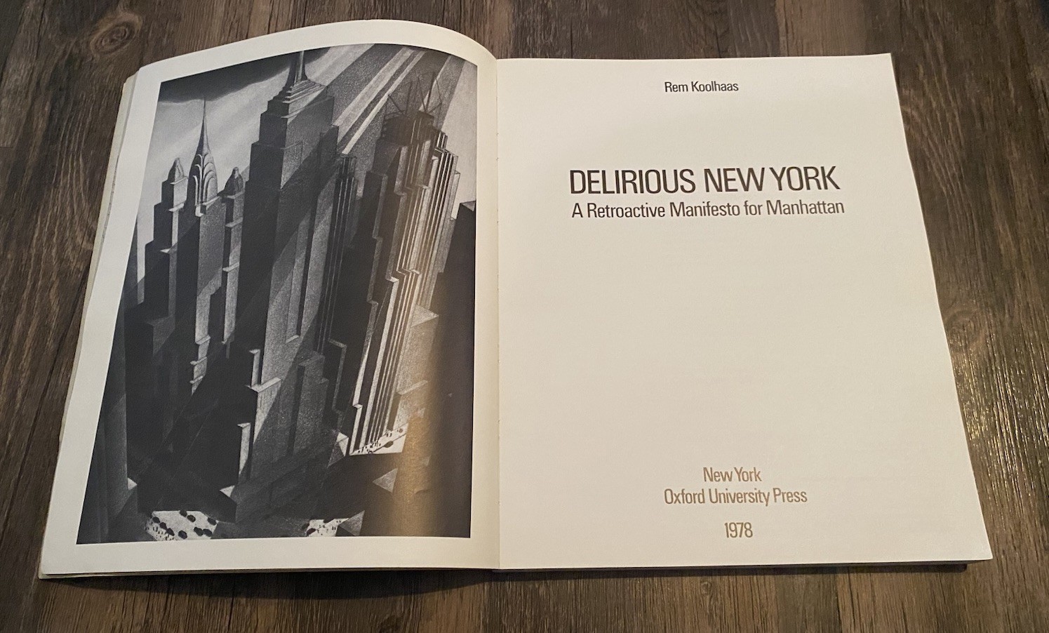 Delirious New York by Rem Koolhaas, first edition paperback