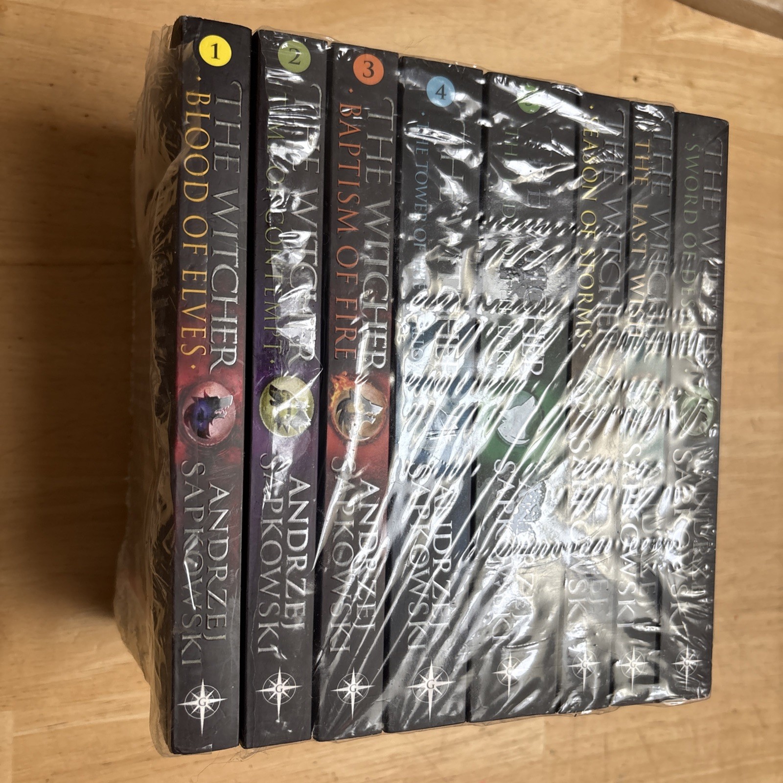 The Witcher Boxed Set, Andrzej Sapkowski, 8 books, Complete Series. Package Torn