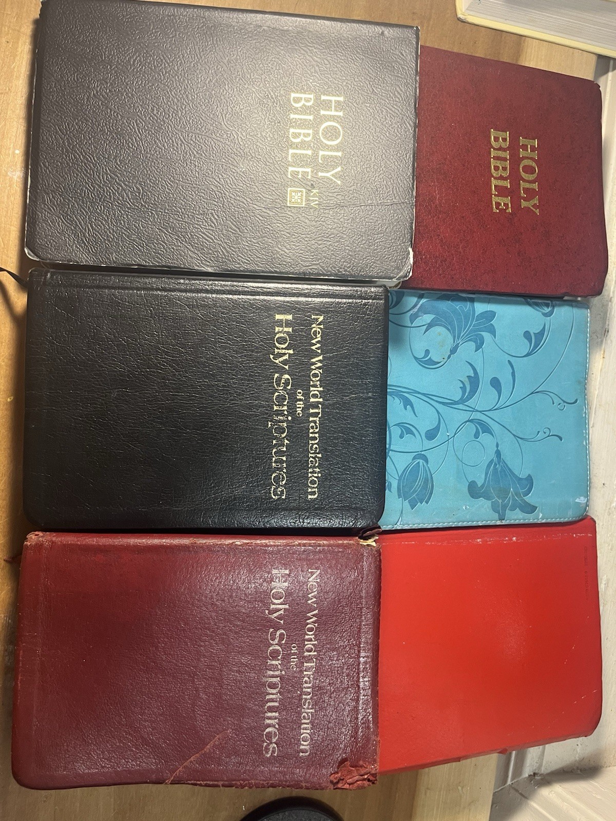 LOT OF 6 Leather/faux Leather Bound Bibles