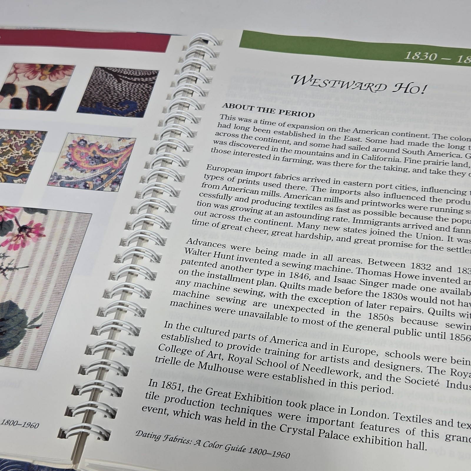 Dating Fabrics A Color Guide 1800-1960 Eileen Jahnke Trestain Spiral HC Book