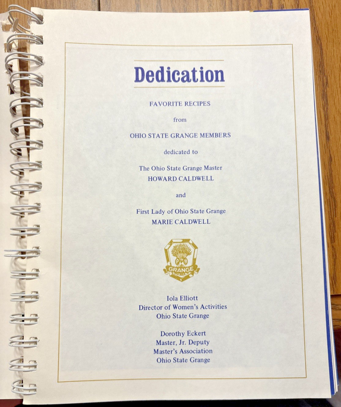 VTG 1985 EDITION THE OHIO STATE GRANGE COOKBOOK 1ST PRINTING 200 PAGES