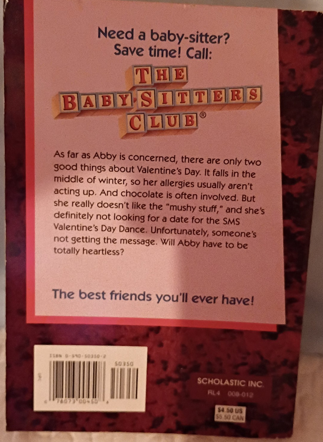 Baby-Sitters Club # 127 Abby’s Un-Valentine Ann M Martin 1st ed Paperbk 1999