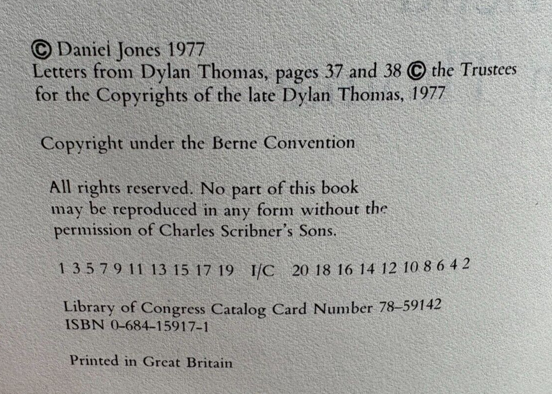 My Friend Dylan Thomas by Daniel Jones, 1977 1st Edition/1st Printing