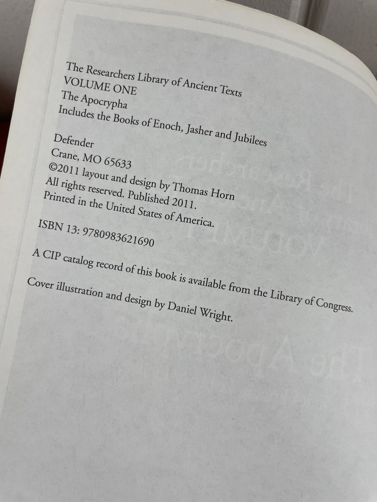 The Researchers Library of Ancient Texts, Volume 1: The Apocrypha Paperback 2011