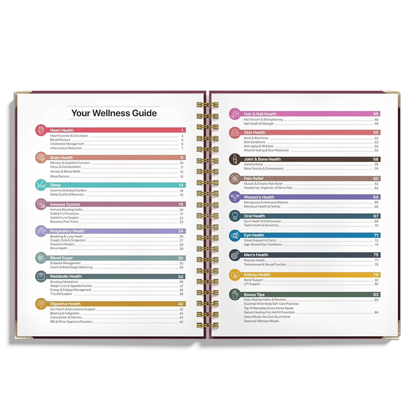 The Natural Healing Handbook, Spiral-Bound Guide for Herbal Remedies and Natural