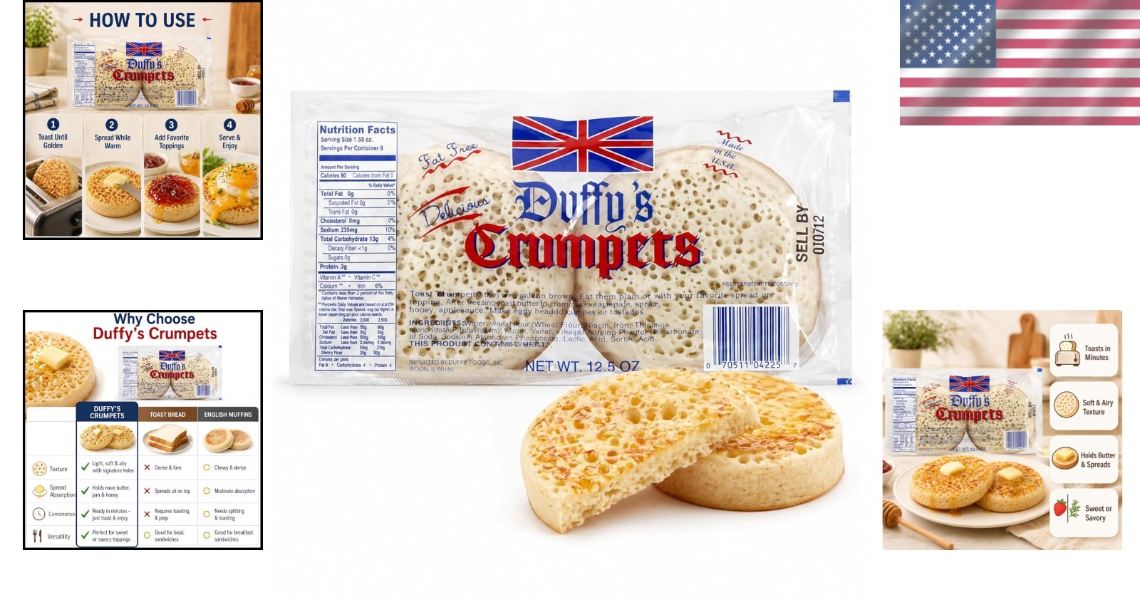 Duffy’s Crumpets British Breakfast Bread 12.5oz