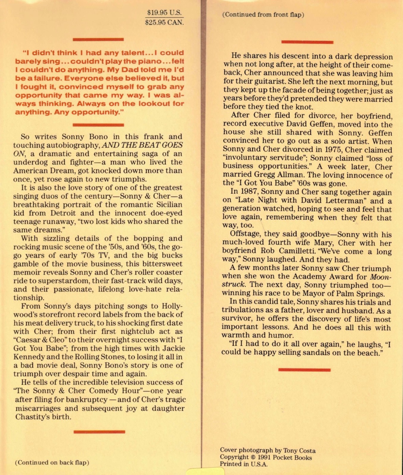 SONNY BONO and the Beat Goes On – Biography – HC / DJ / Illustrated / 280 pages