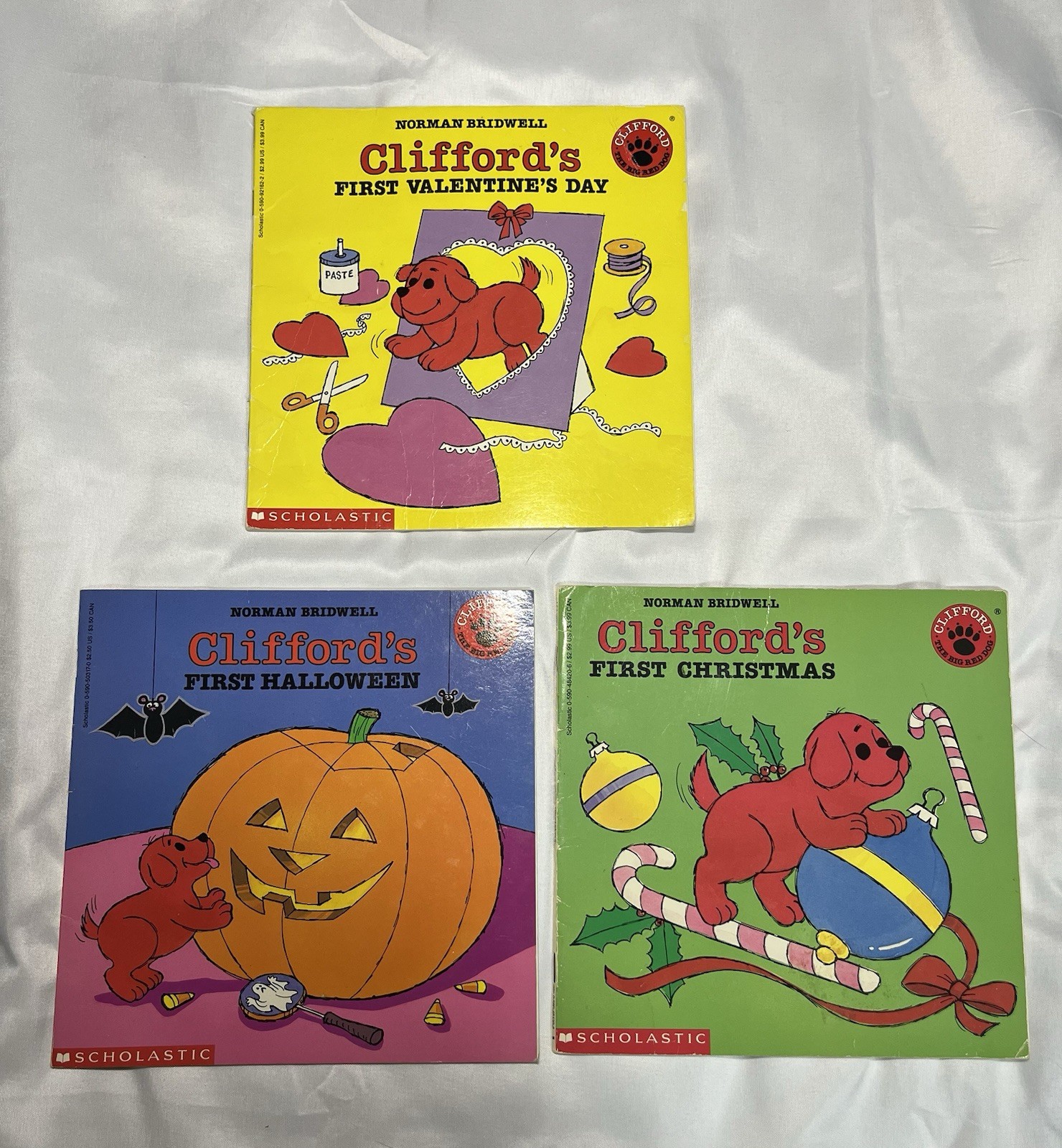 Vintage 1995 Clifford’s First Holidays Books Lot 3 Valentine Halloween Xmas