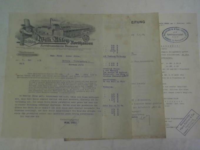 Brief an die Firma Louis Hilke, Harburg – Wilhelmsburg betreffend das Arbeitsver