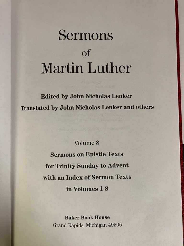 Sermons of Martin Luther (8 Volume Set Lot Complete) HC – Baker Book
