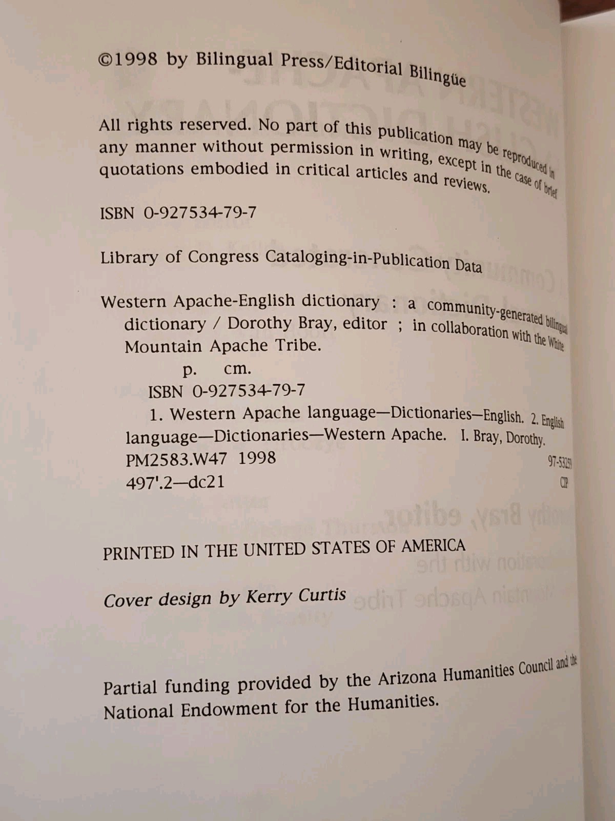 Western Apache-English Dictionary – Bray – Bilingual Native American Language