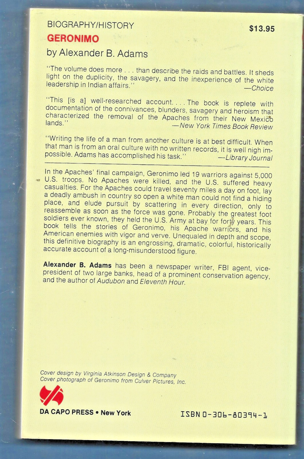 Geronimo-A Biography PB-1990-Alexander B. Adams-381 pages