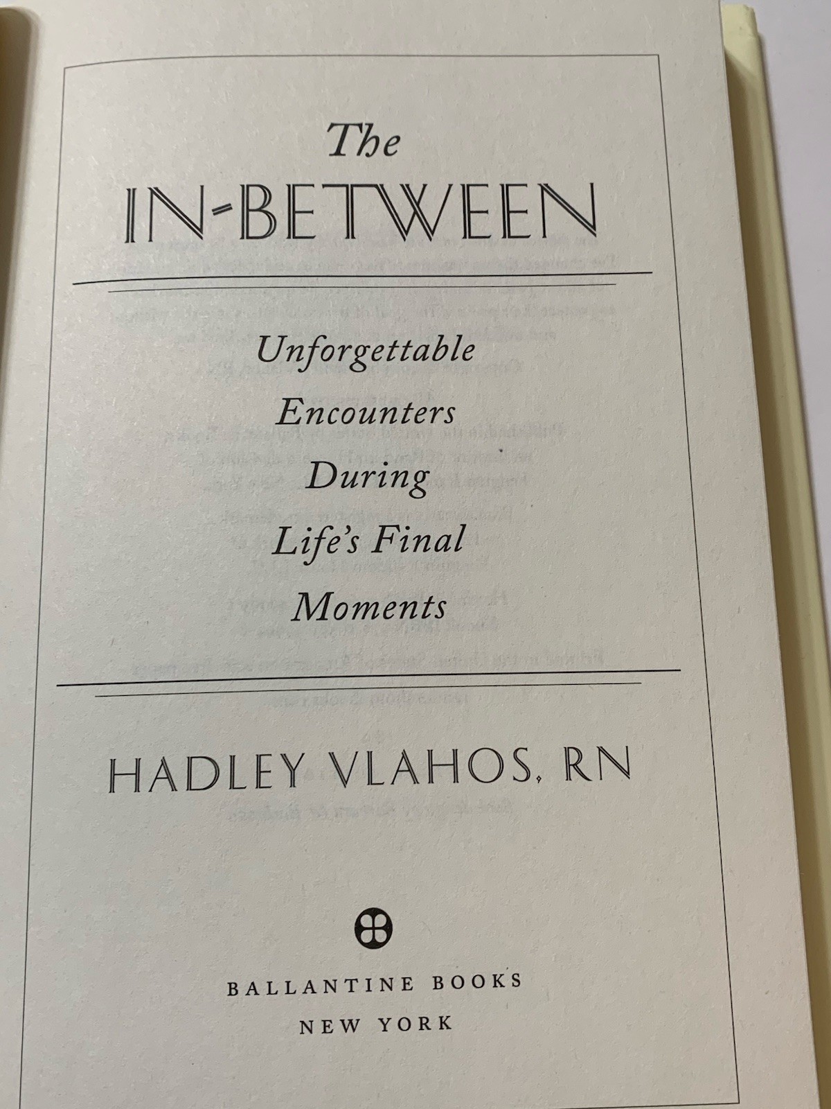 The In Between By Hadley Vlahos R.N. Hardcover 2023