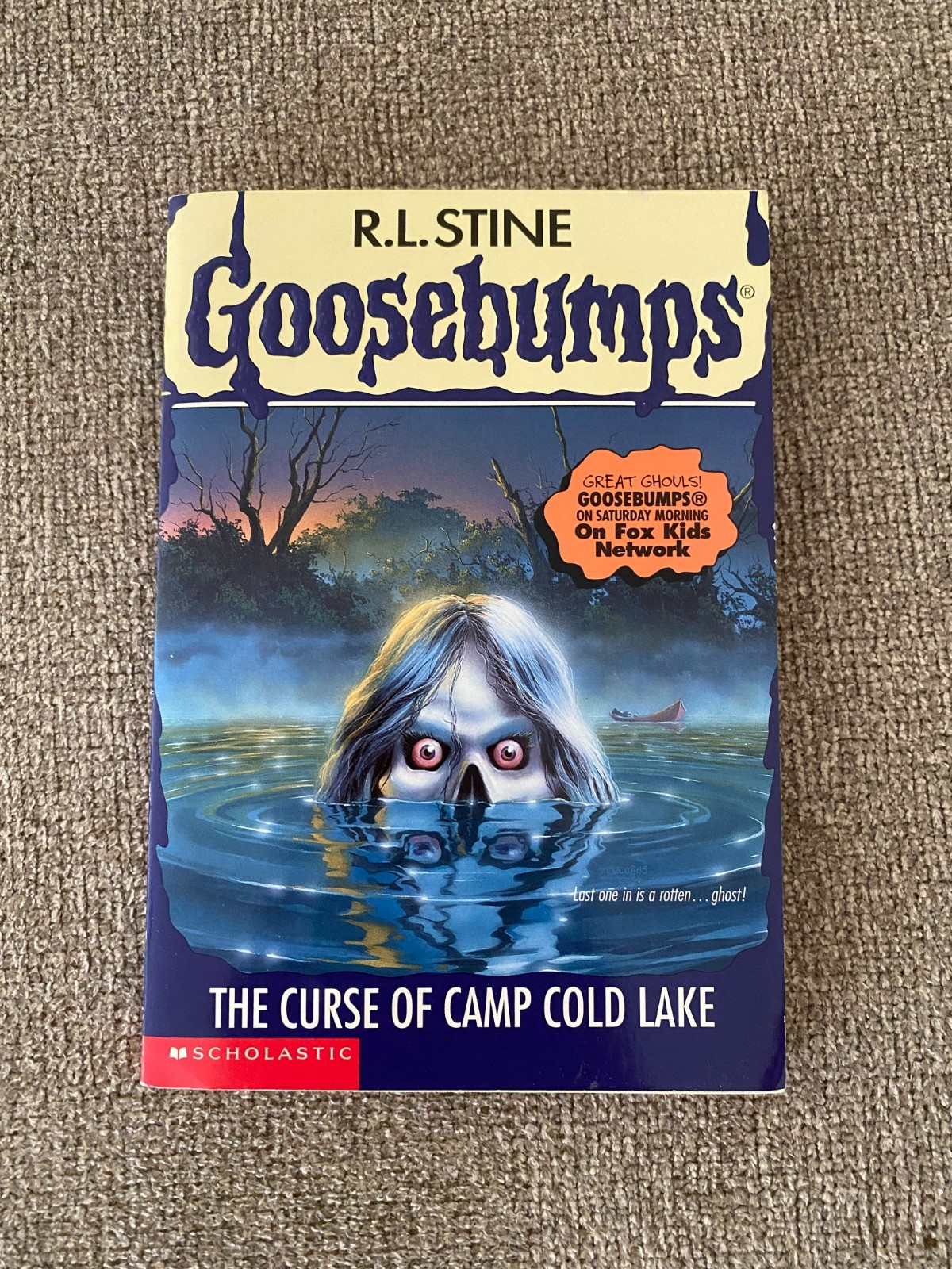 LN 1st print Goosebumps #56 The Curse of Camp Cold Lake w/att bookmark & cards