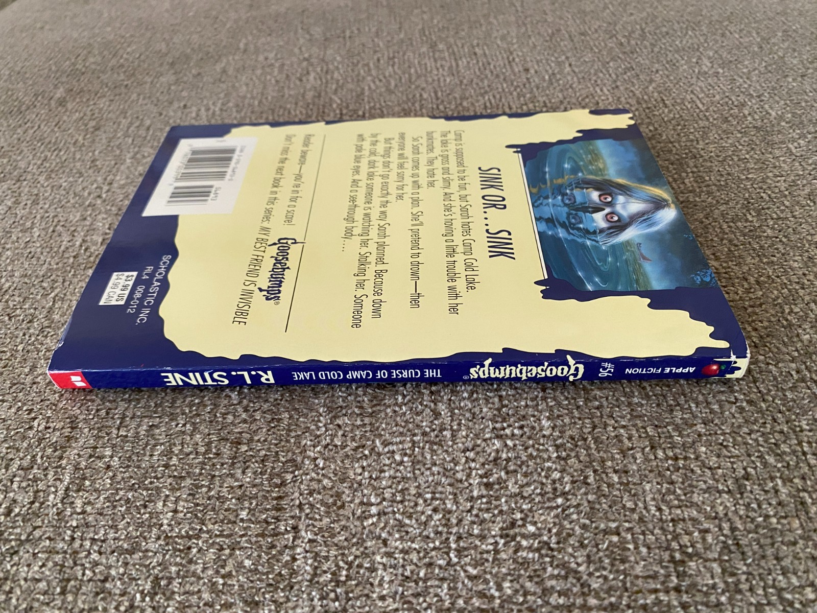 LN 1st print Goosebumps #56 The Curse of Camp Cold Lake w/att bookmark & cards
