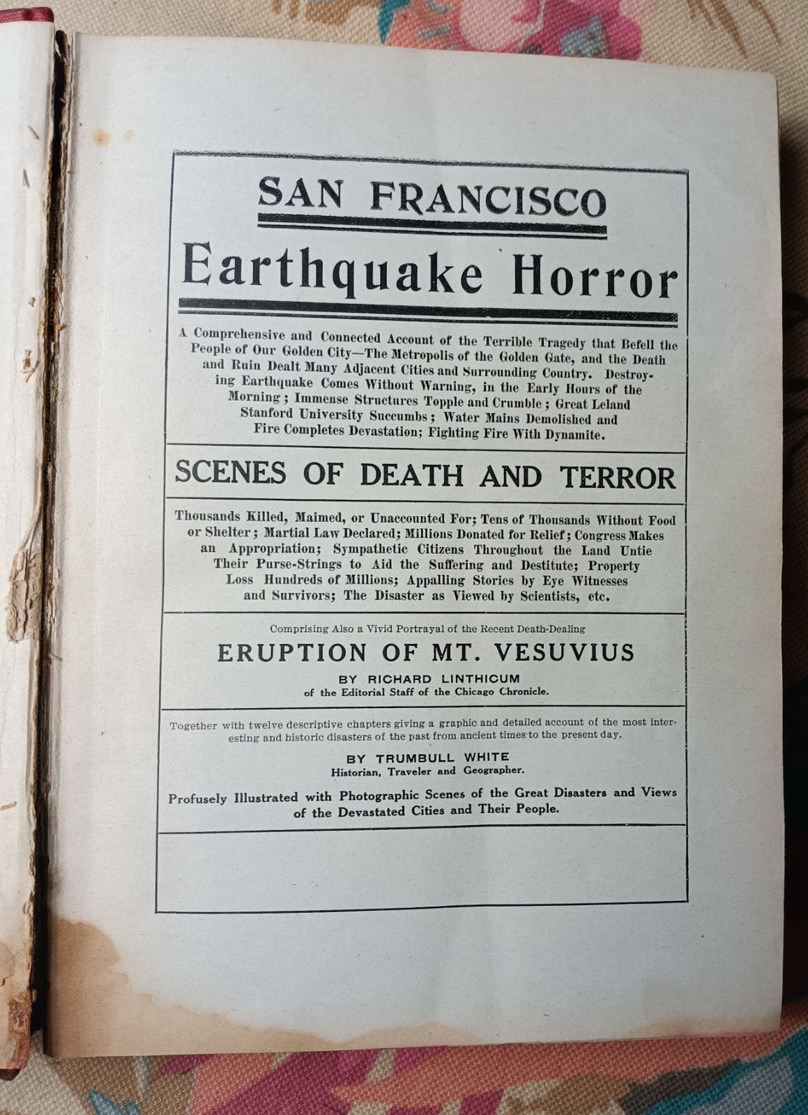 EARTHQUAKE HORROR S.F. Vesuvius & THE world’s Great Disasters Hubert D. RUSSELL