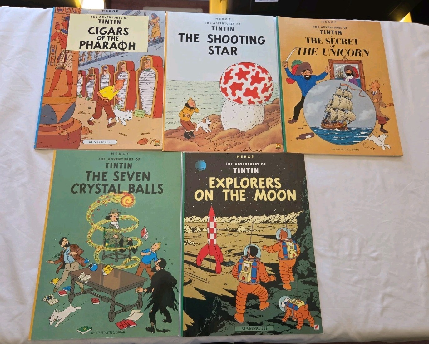Tintin Lot Of 5 Vintage Paperback The Adventures of Tintin by Herge 1980s