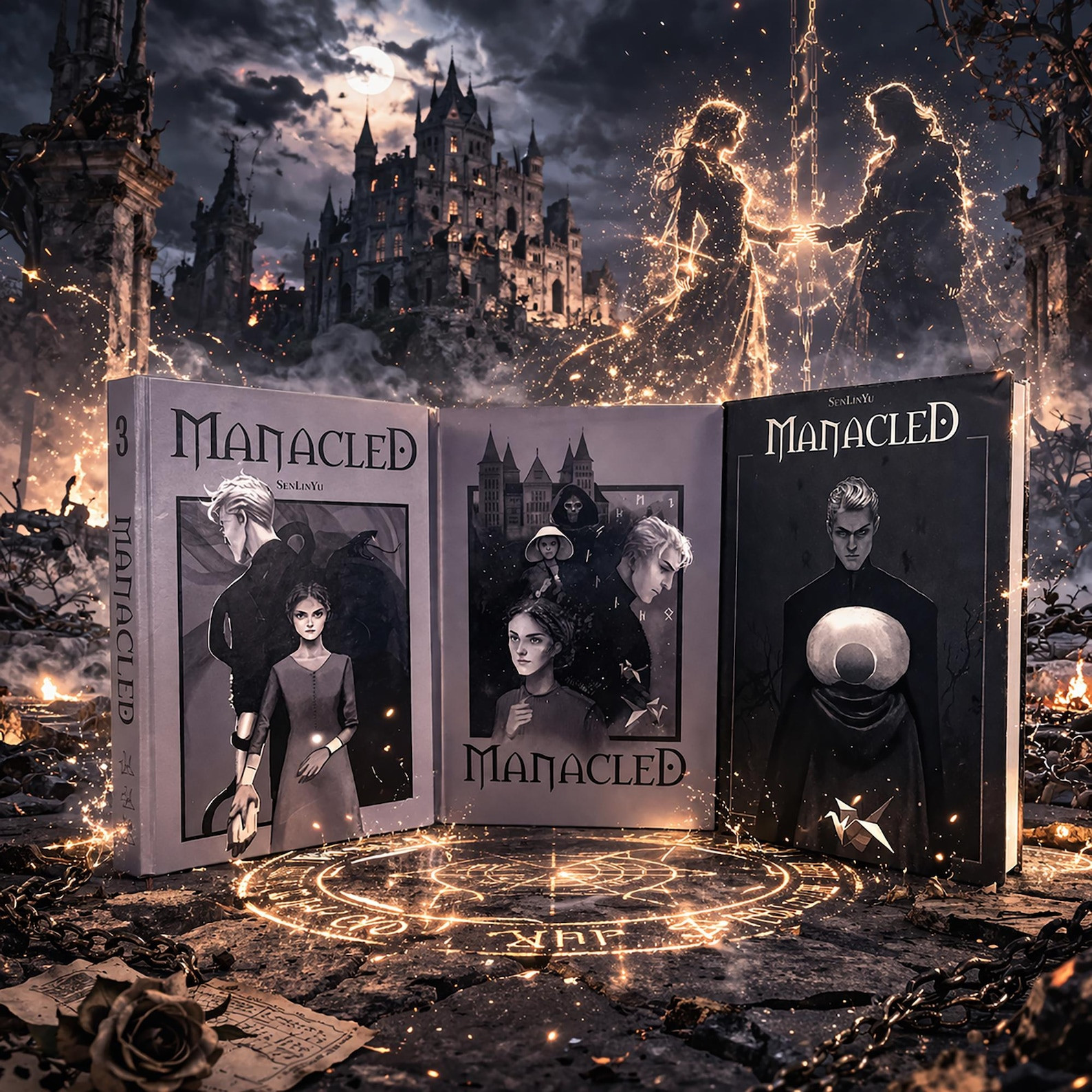 Manacled Book Series – Manacled hardcover, Deluxe 3-Volume Edition with bookmark