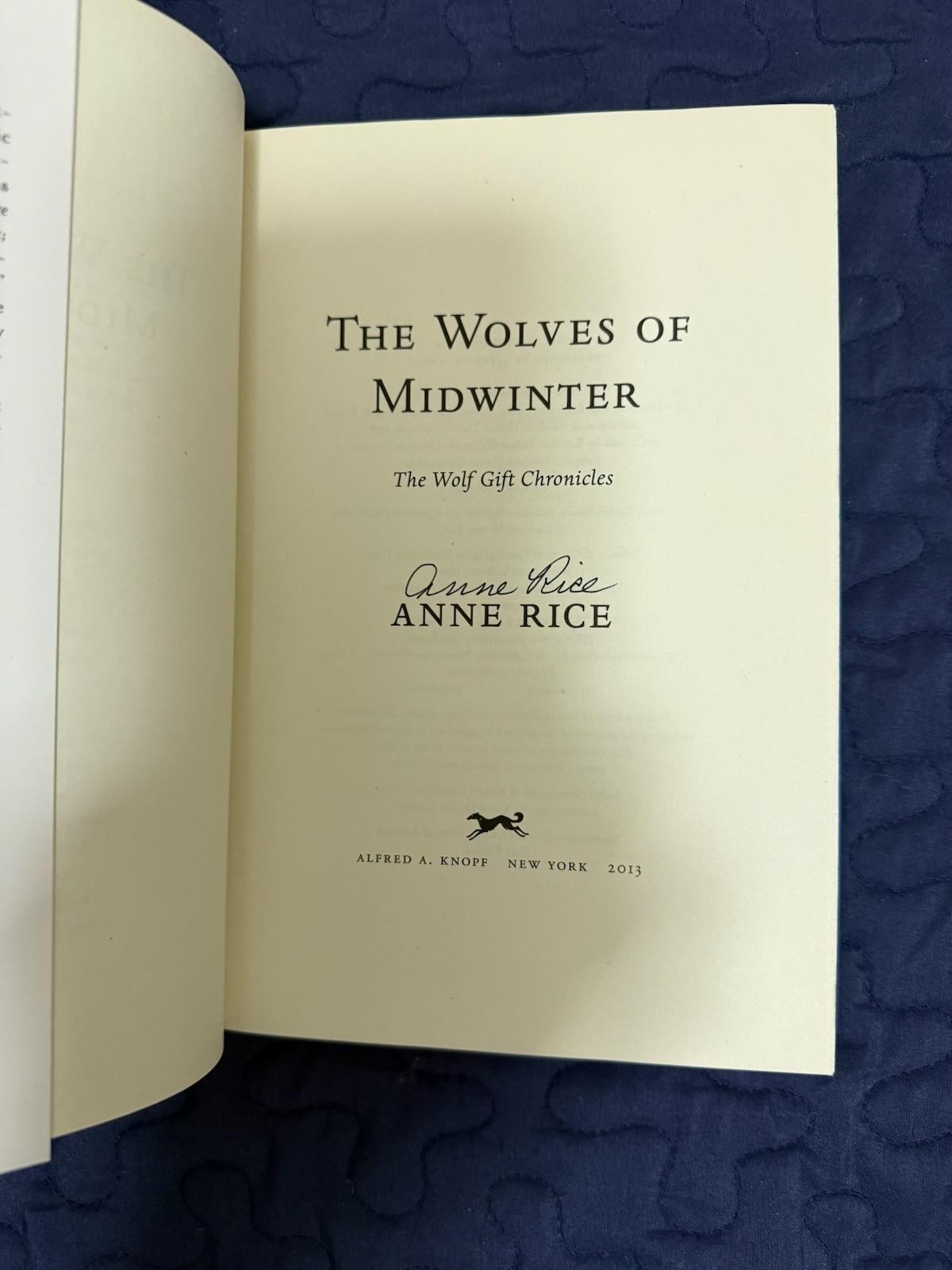 ANNE RICE “The Wolves Of Midwinter” ***SIGNED COPY*** NIB Unopened & Unread