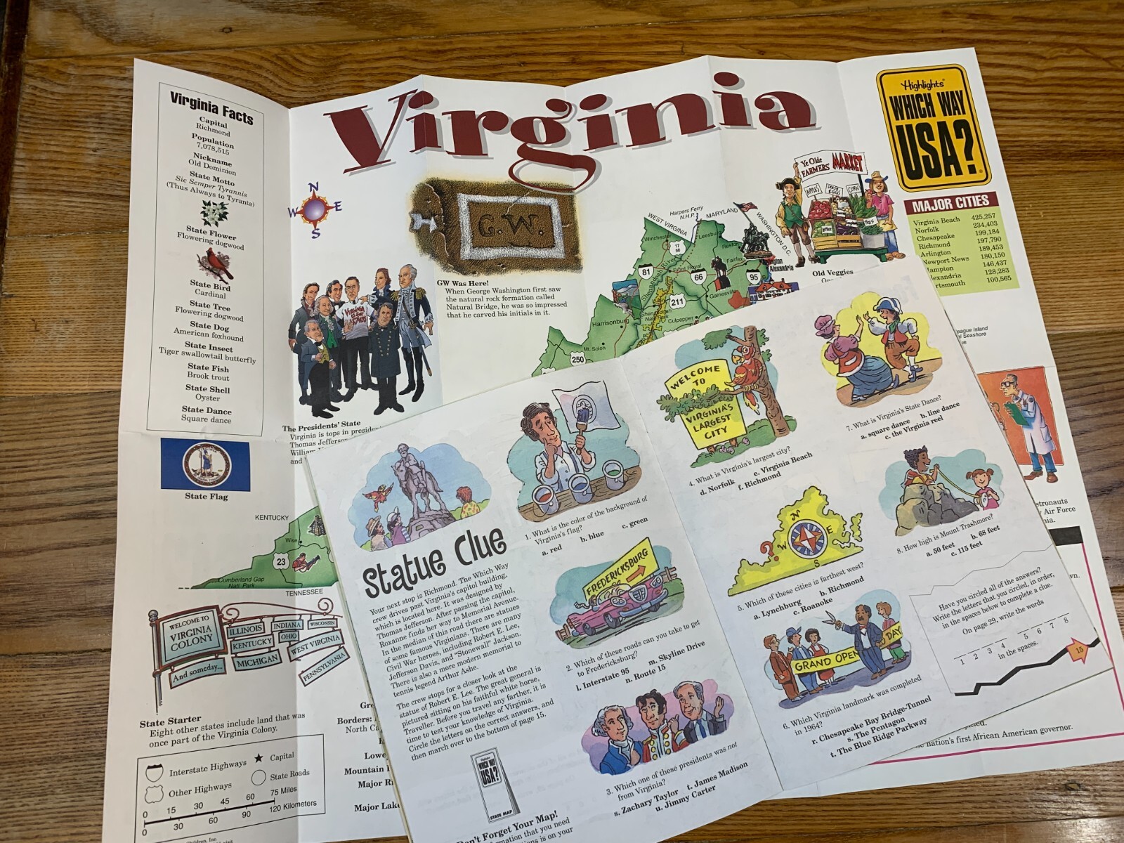 Highlights WHICH WAY USA Puzzle Books & Maps Virginia New Jersey Connecticut NY