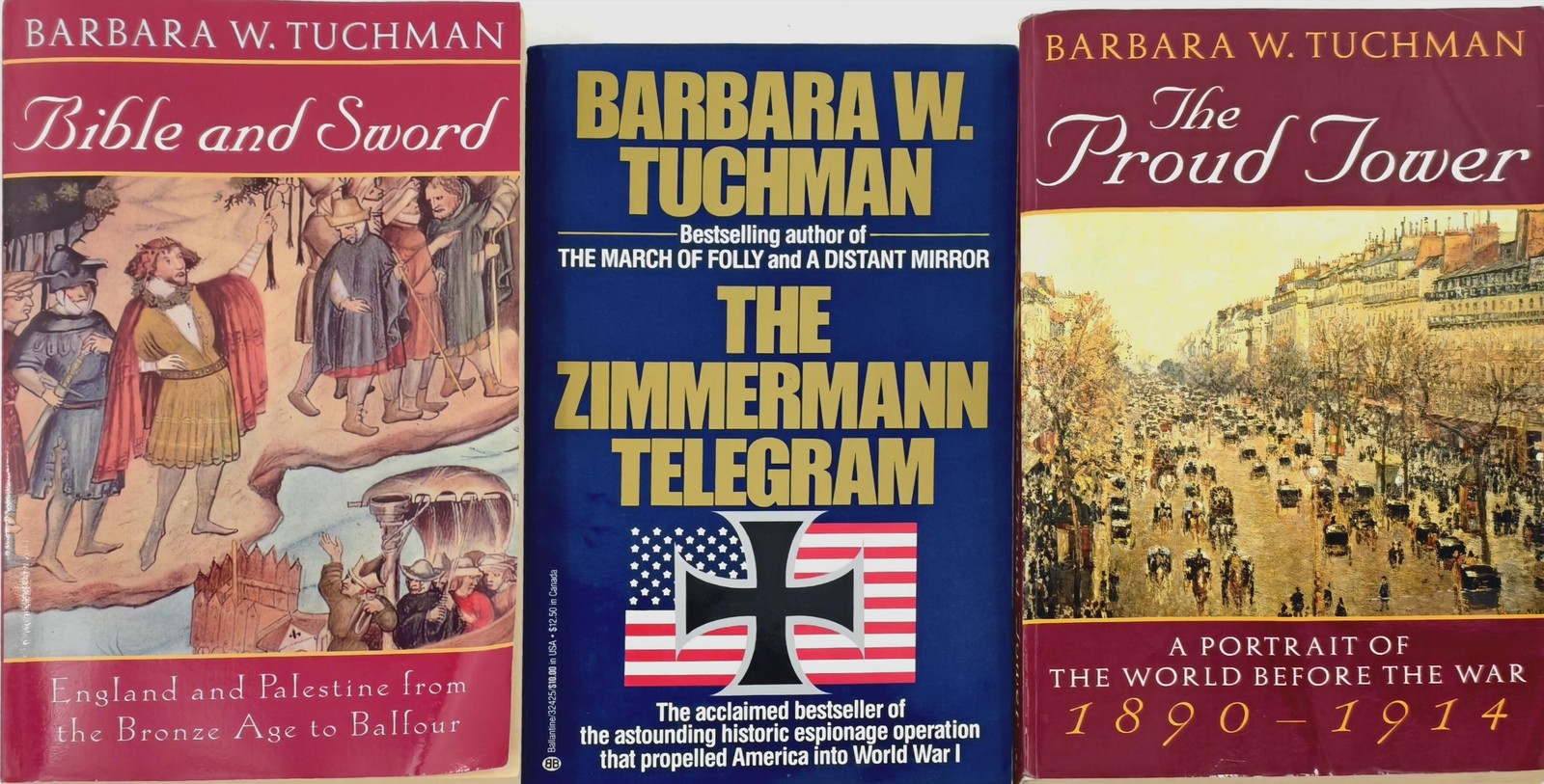 Barbara W. Tuchman Bible & Sword Zimmermann Proud Tower 3 Paperback Lot USA