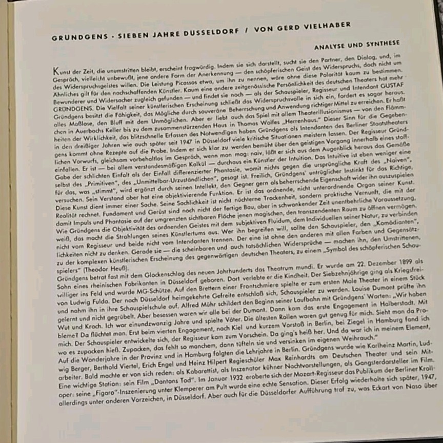 Gustaf Gründgens Grundgens Seven Years Dusseldorf Book Hans Peters 1954 Vintage