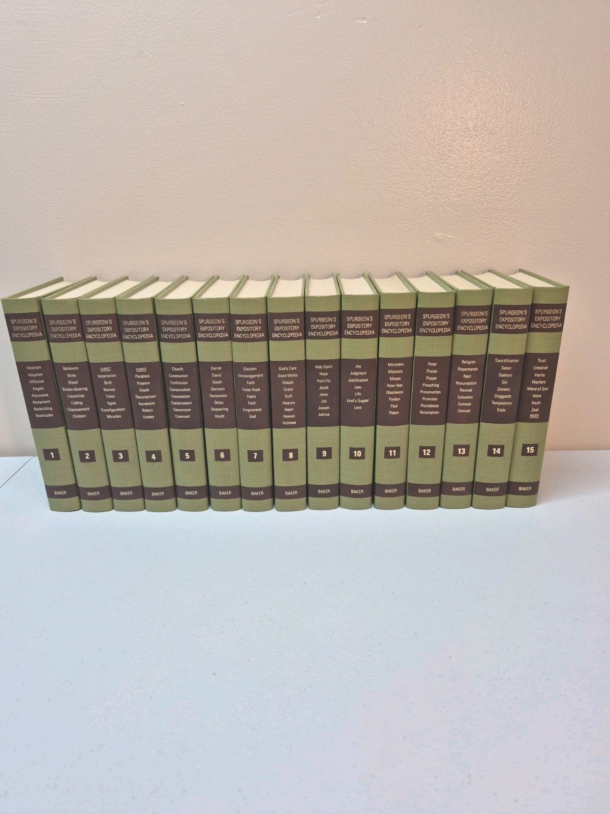 Spurgeon’s Expository Encyclopedia Complete 15 Volume Set Reference Green HC EUC