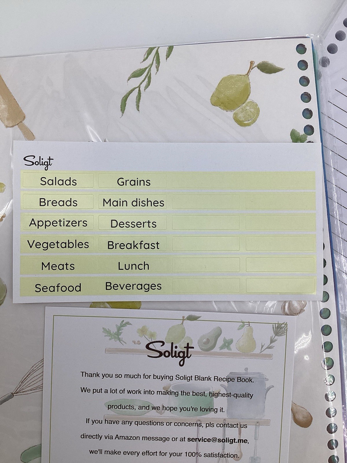 SOLIGT Blank Recipe Organizer Book Binder Double Sided Pages 240 Recipes W/Tabs
