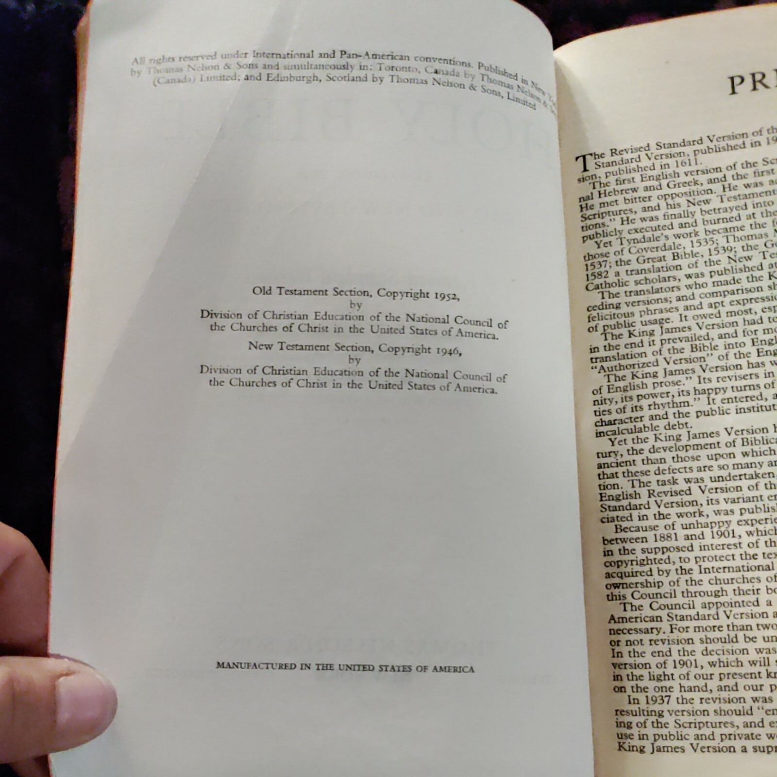 ⭐1952 Holy Bible Revised Standard Version RSV Nelson Faux Leather⭐