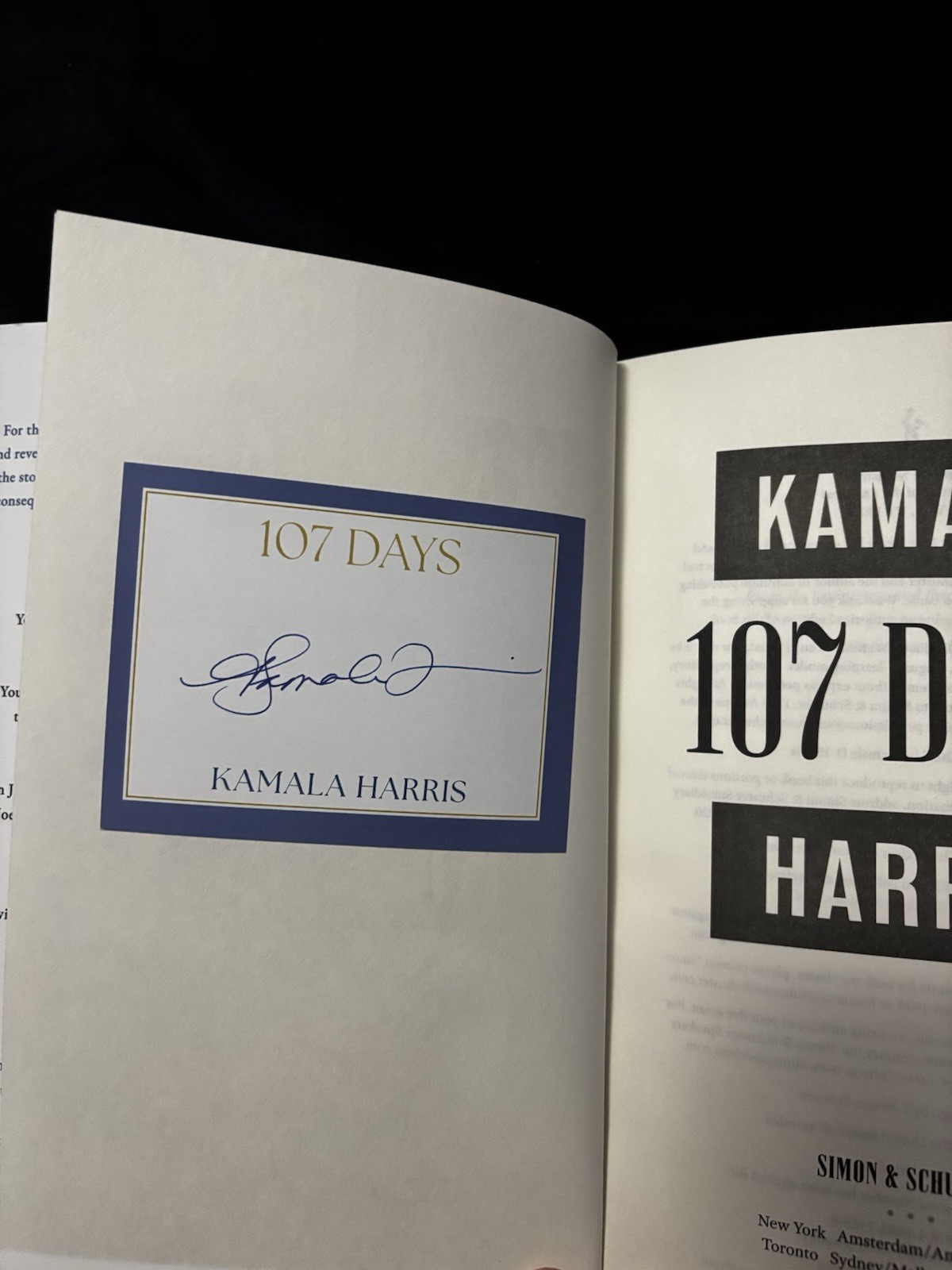 New Kamala Harris Vice President SIGNED Book 107 Days HC AUTOGRAPHED | IN-HAND