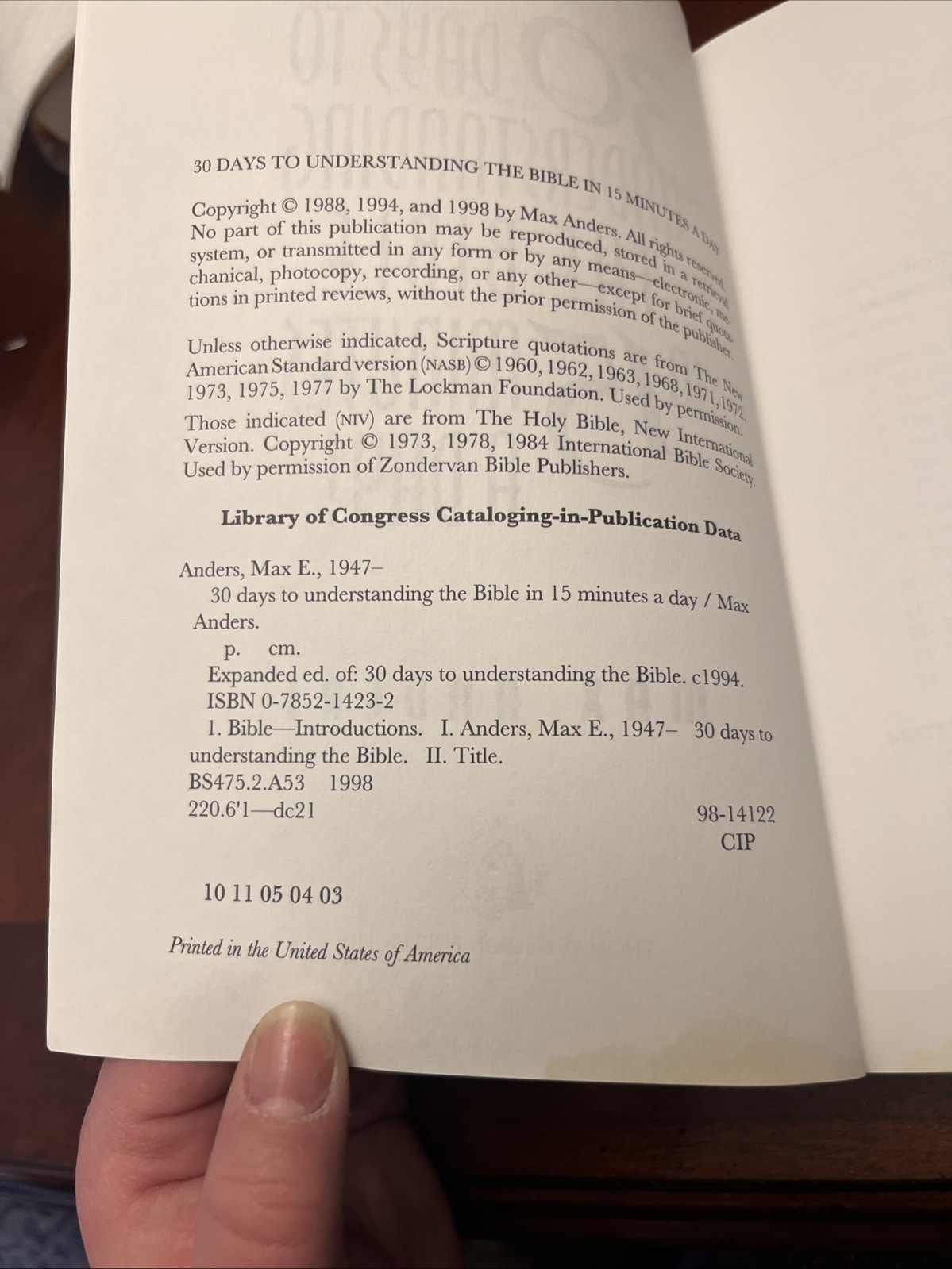 30 Days to Understanding the Bible in 15 Minutes a Day! PB VG 1998 A20