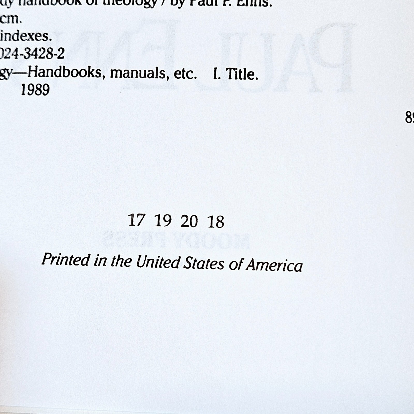 The Moody Handbook of Theology Hardcover Paul P. Enns 1989 Moody Press 688 pages