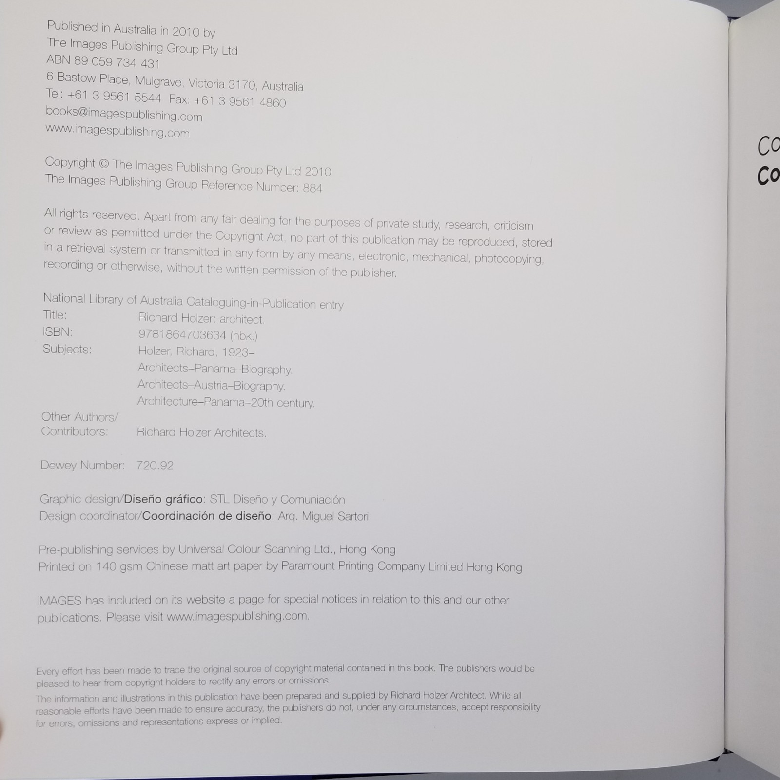 Richard Holzer Architect / Arquitecto 2010 1st Ed HCDJ Bilingual Intl Edition