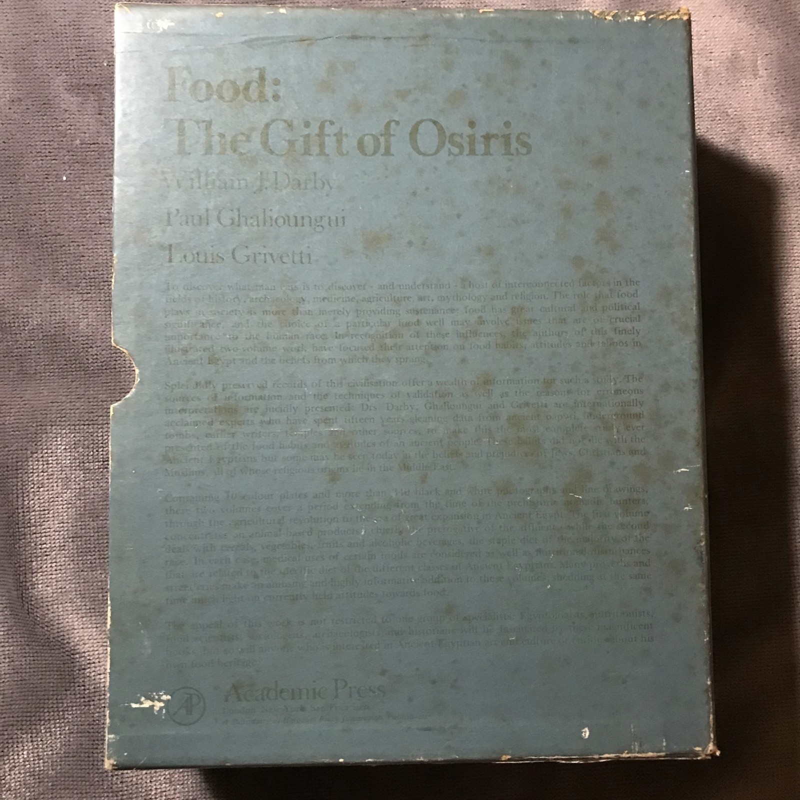 Food: The Gift of Osiris Boxed Set Darby Ghalioungui Grivetti Academic Press