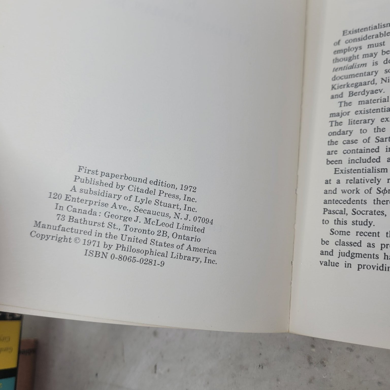 New Dictionary of Existentialism St. Elmo Nauman Jr. 1972 Philosophy Citadel