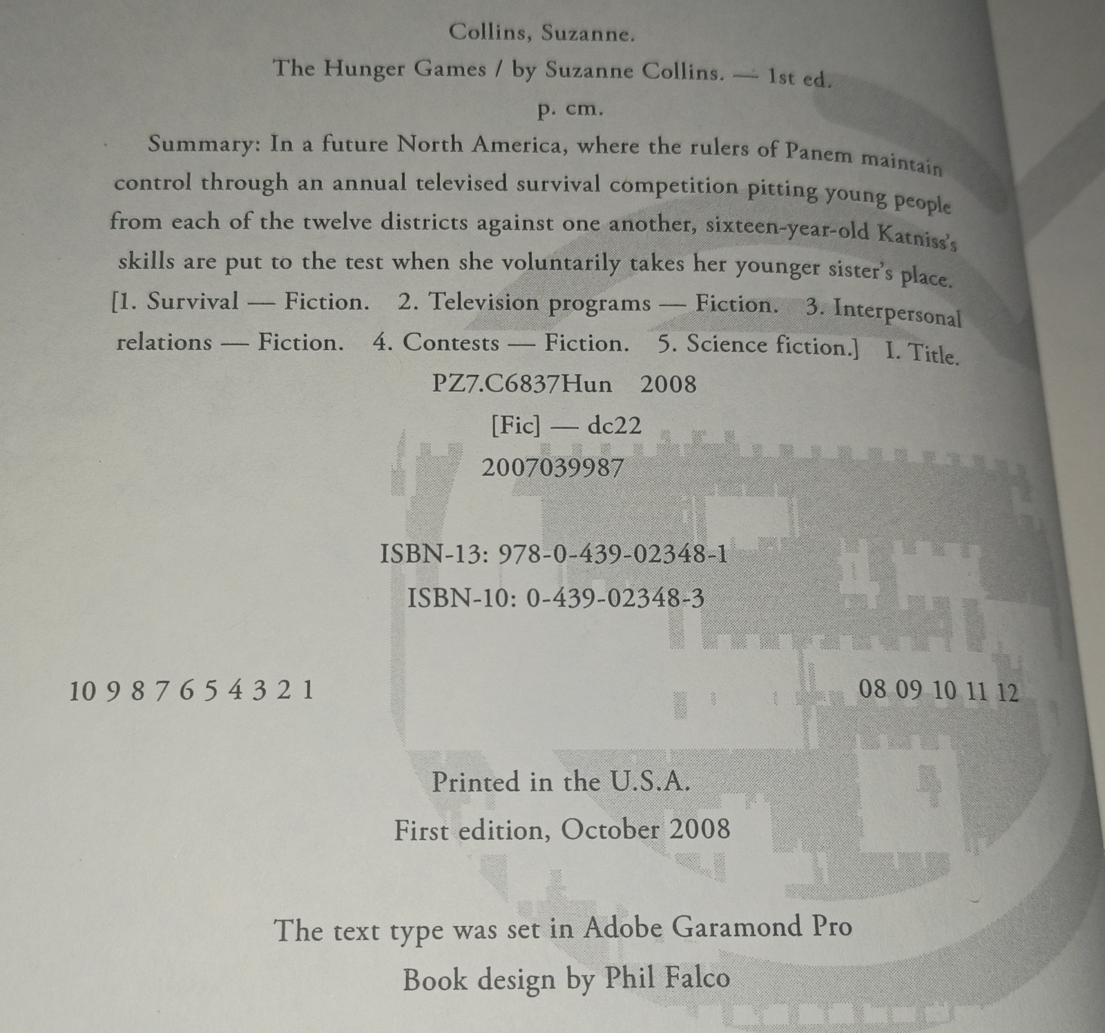 Suzanne Collins / The Hunger Games / 2008 1ST PRINT HBDJ / TRUE 1ST EDITION