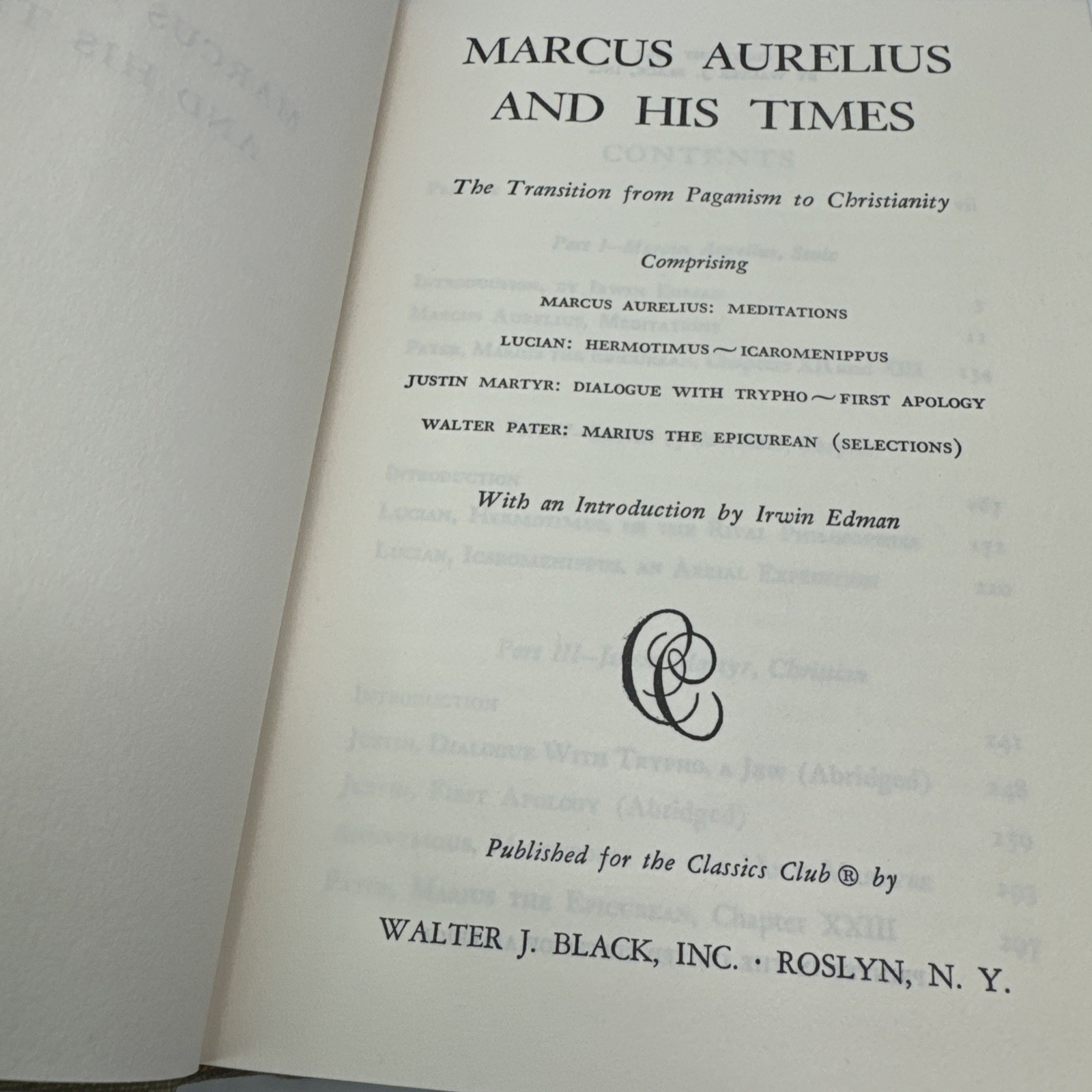 Marcus Aurelius Meditations Hardcover Classics Club Walter J. Black