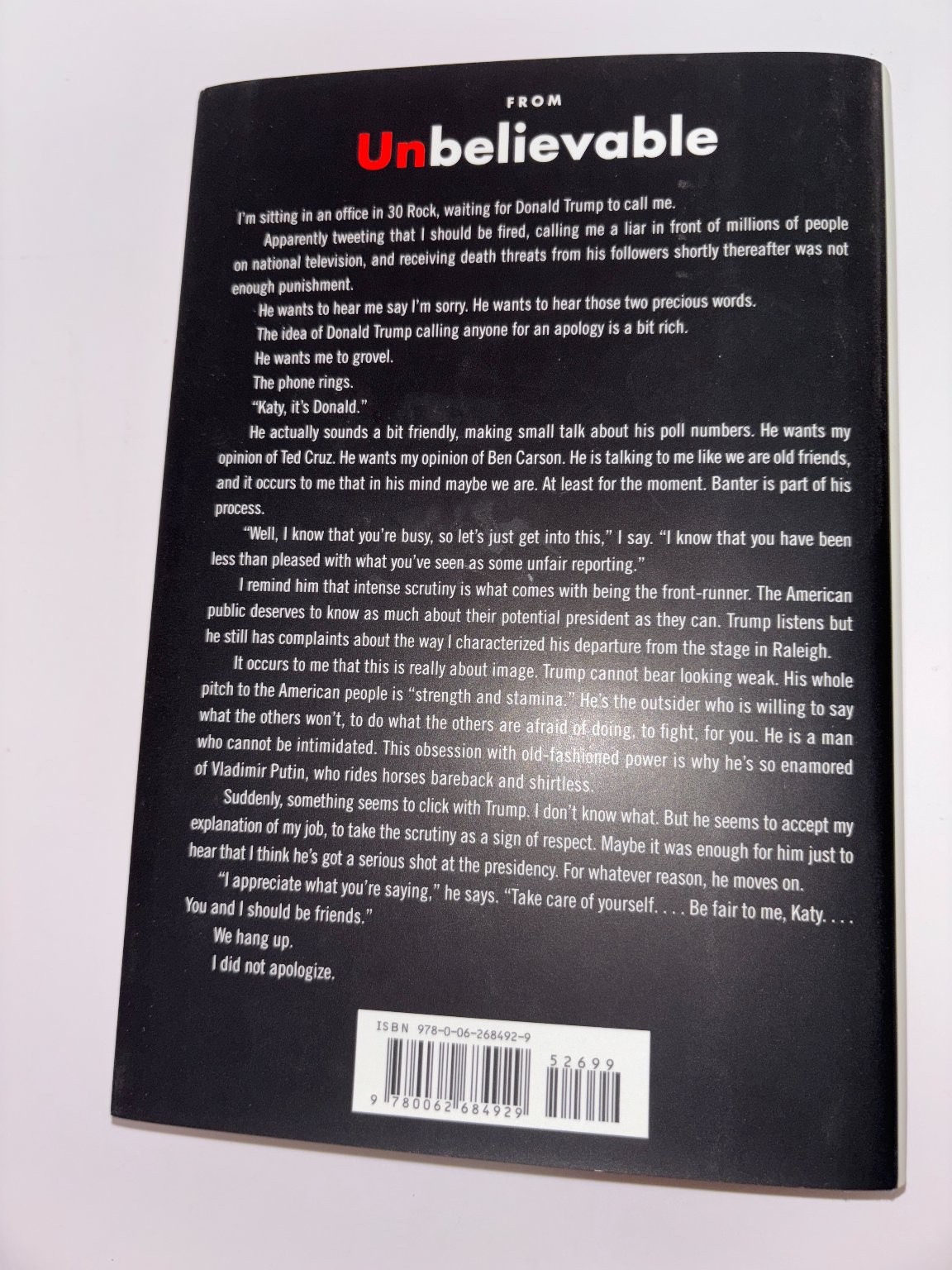 Unbelievable Katy Tur 2017 First Edition Political Memoir Dey St.