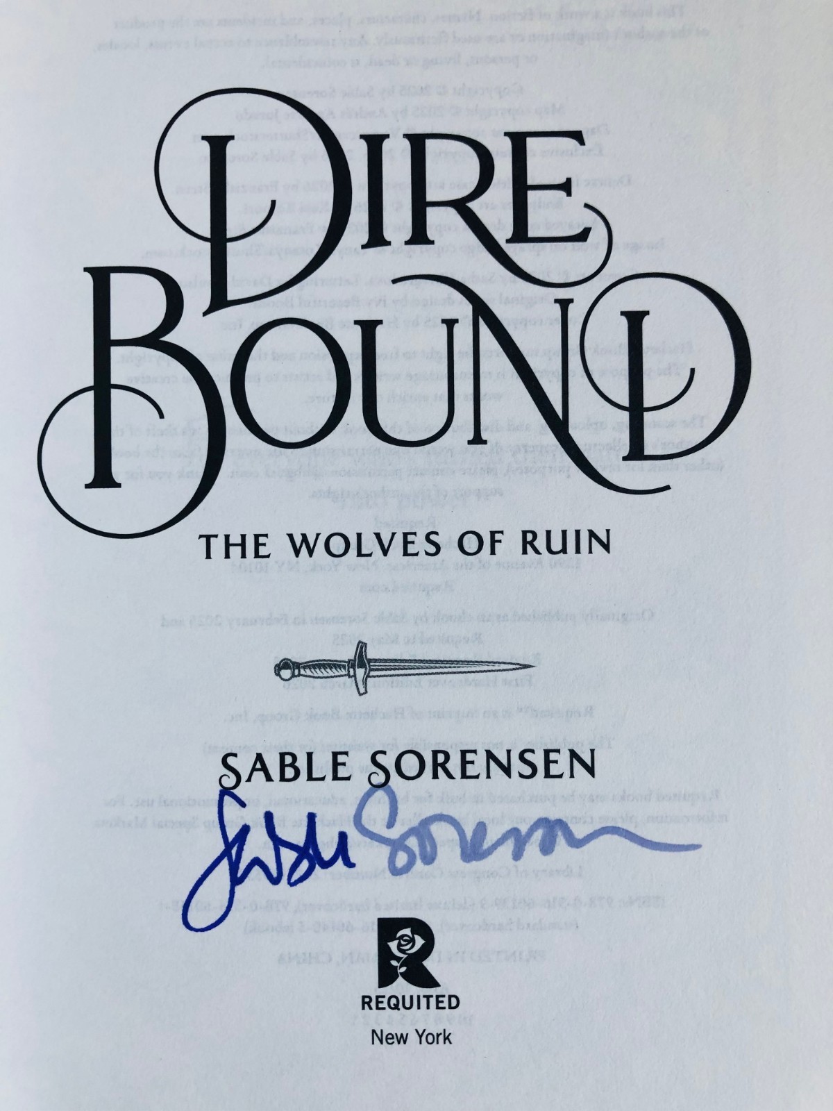 SIGNED Dire Bound by Sable Sorensen DELUXE LIMITED EDITION HC Stenciled Edges