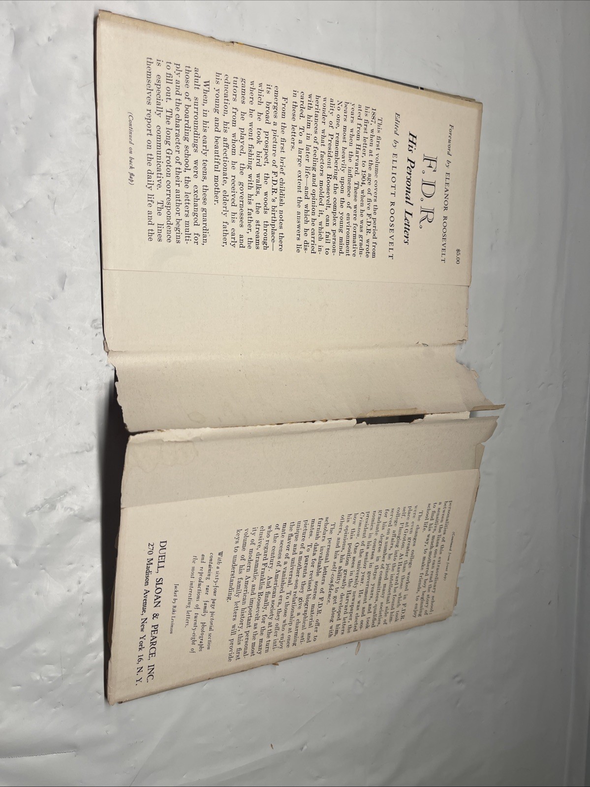 F.D.R. His Personal Letters~Early Years~Stated First Edition~1947~HC/DJ~VG Cond.