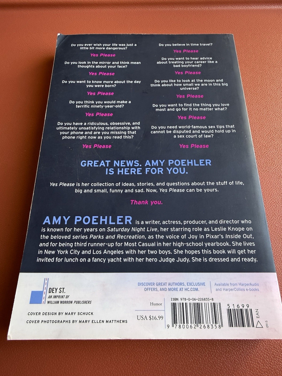 Yes Please by Amy Poehler Paperback Dey St. Humor Memoir Entertainment