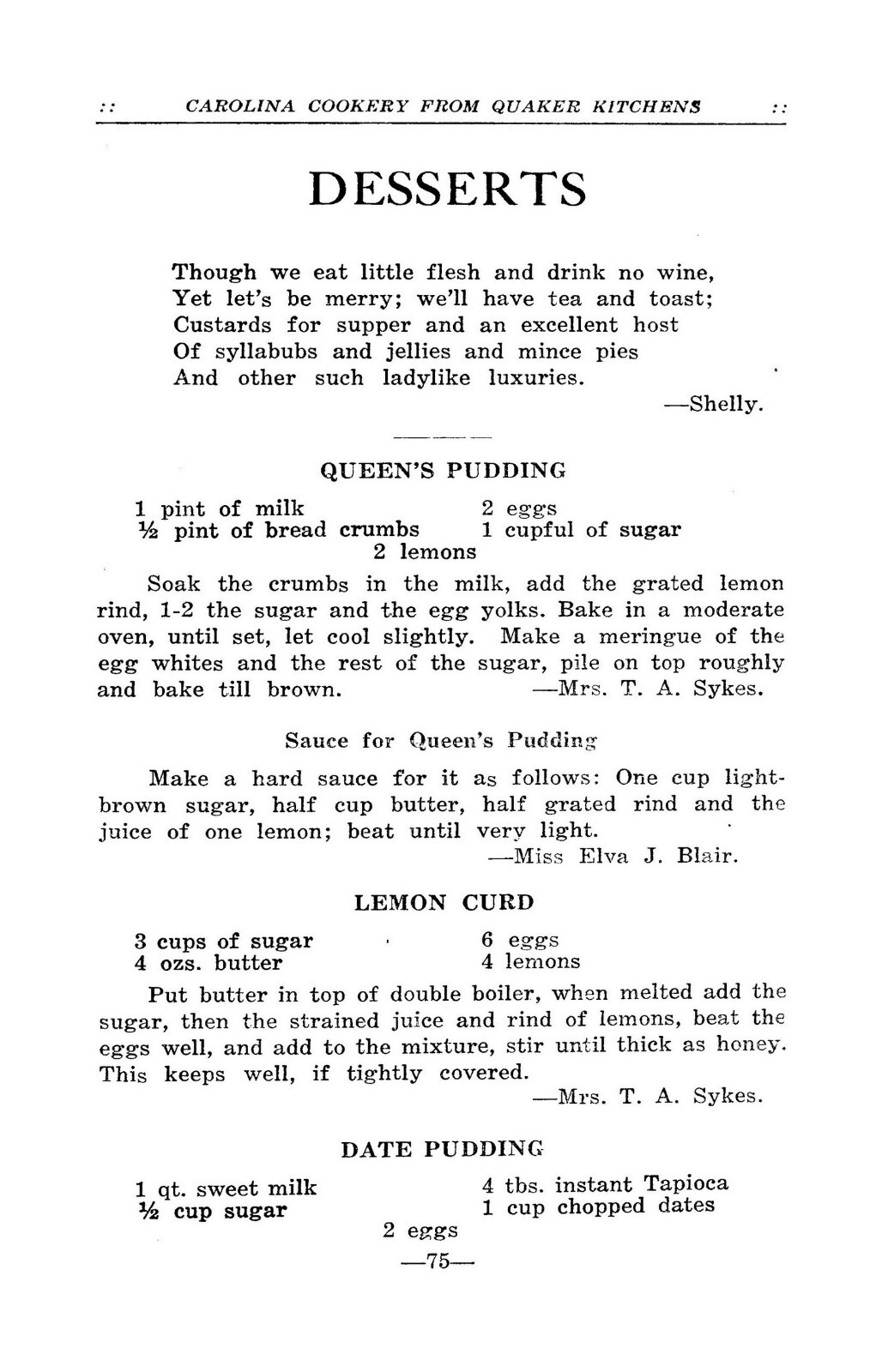 1924 Carolina Cookery From Quaker Kitchens Vintage Cook Book 112 Pages