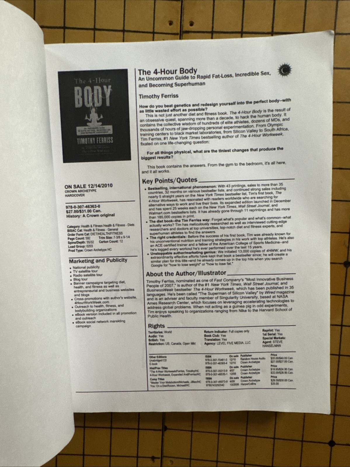 The 4-Hour Body by Timothy Ferriss (SIGNED, Uncorrected Proof, 2010)
