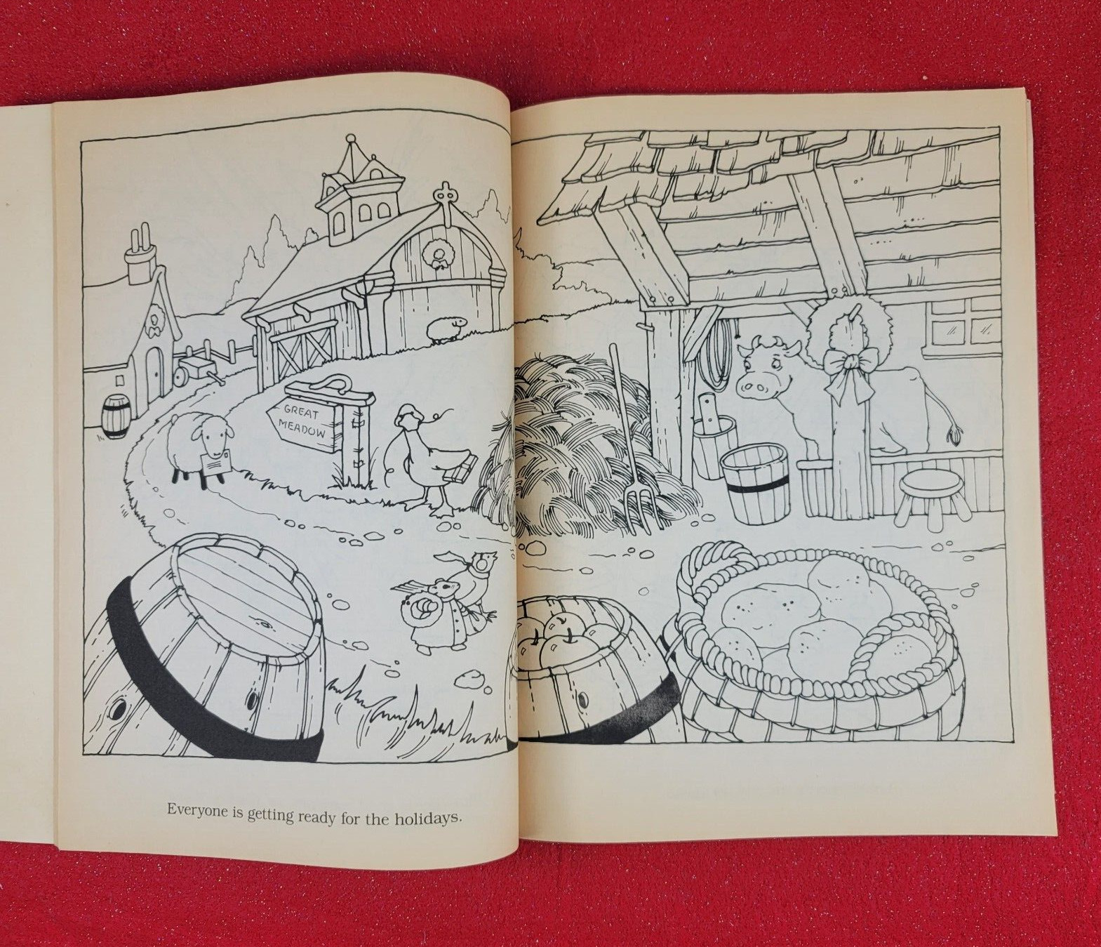 Vintage 1988 Meadow Mouse’s City Christmas Story Coloring Book 47 Pages