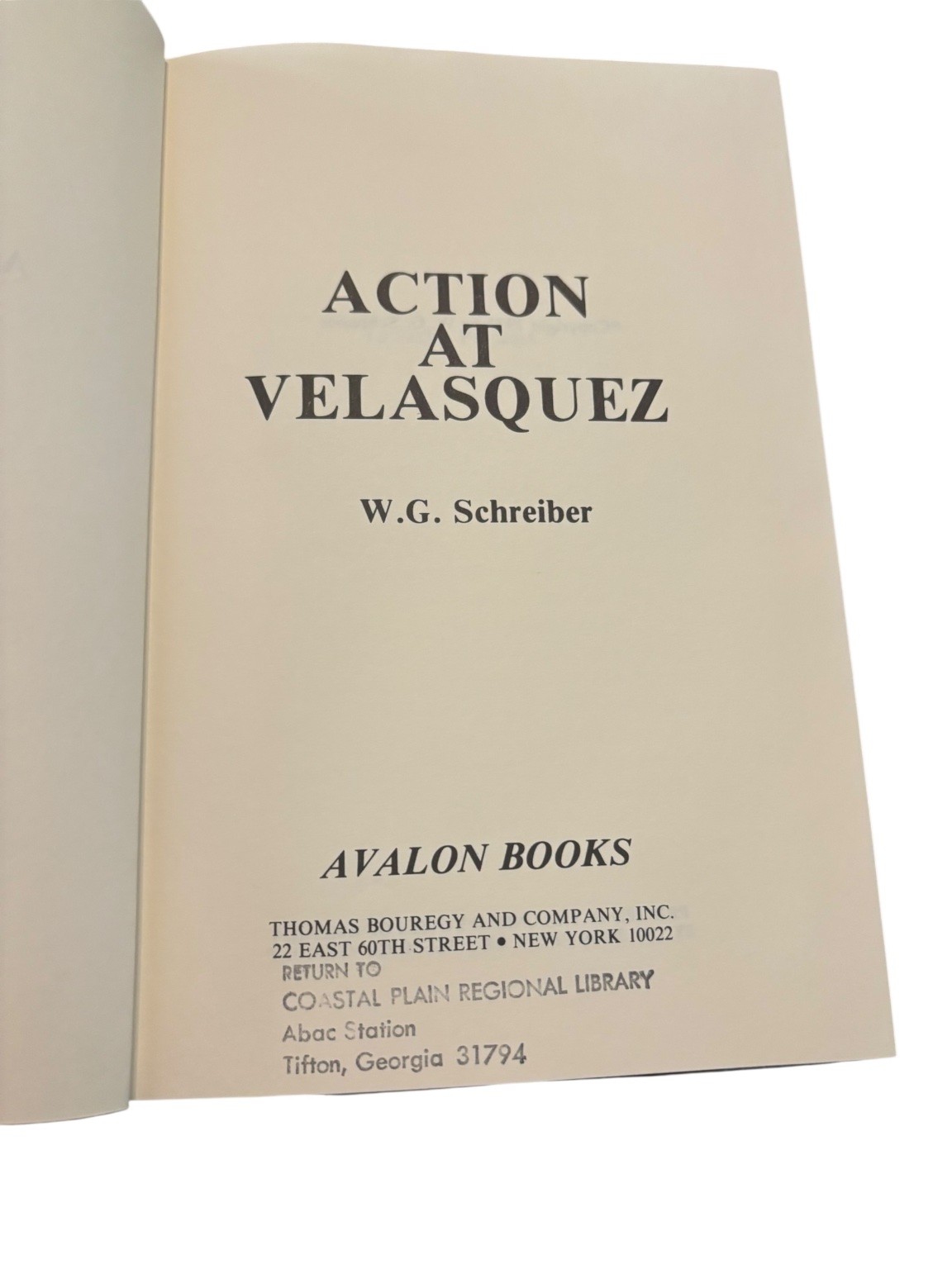 Action at Velasquez W.G. Schreiber 1977 Western Avalon Books